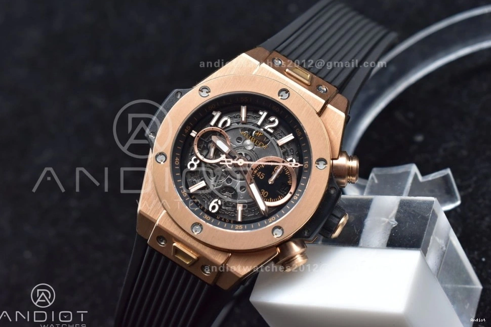 Black RG Edition ZF Big Unico Rubber 1:1 Strap on Hublot Skeleton A1280 Best Dial Bang 0801